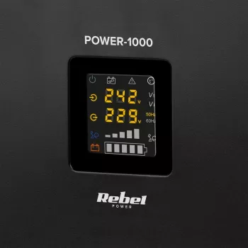 Rebel POWER-1000 seinale kinnitatav avariitoiteallikas – puhas siinuslaine inverter 12V laadimisfunktsiooniga, 230V, 1000VA/700W