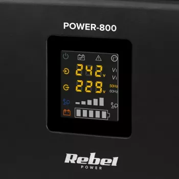 Rebel POWER-800 seinakinnitusega avariitoiteallikas – puhas siinuslaine inverter 12V laadimisfunktsiooniga, 230V, 800VA/500W