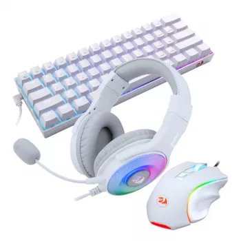 REDRAGON 3-in-1 juhtmega mängukomplekt - klaviatuur, hiir, kõrvaklapid - valge