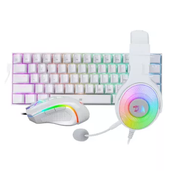 REDRAGON 3-in-1 juhtmega mängukomplekt - klaviatuur, hiir, kõrvaklapid - valge