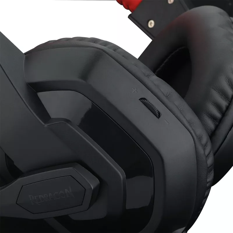 REDRAGON ARES Ümberkõrvaklapid juhtmega mängupeakomplekt punase LED-tulestikuga, omnidirektsionaalne boom-mikrofon, 40mm draiverid, 3.5mm pistik, must