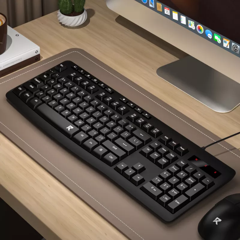 Redragon BK-7366 Täissuuruses ergonoomiline juhtmega membraanklaviatuur kontorisse - must