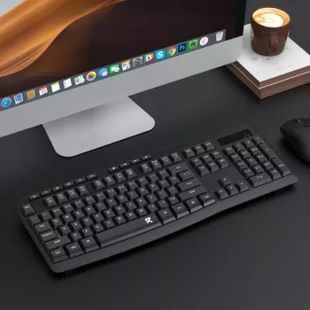 Redragon BK-7367 Täissuuruses ergonoomiline traadita membraanklaviatuur kontorisse - must