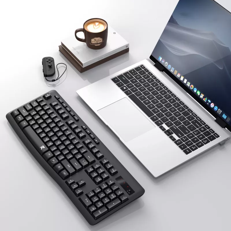Redragon BK-7367 Täissuuruses ergonoomiline traadita membraanklaviatuur kontorisse - must