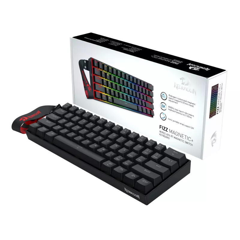 Redragon FIZZ Magnetic Plus 60% RGB mänguklaviatuur - must