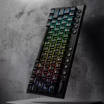 REDRAGON Horus Mini Pro 61-klahviga kolme režiimiga traadita RGB madala profiiliga mehaaniline mänguklaviatuur - must (punane lüliti)