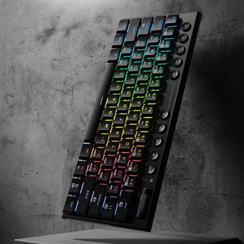 REDRAGON Horus Mini Pro 61-klahviga kolme režiimiga traadita RGB madala profiiliga mehaaniline mänguklaviatuur - must (punane lüliti)