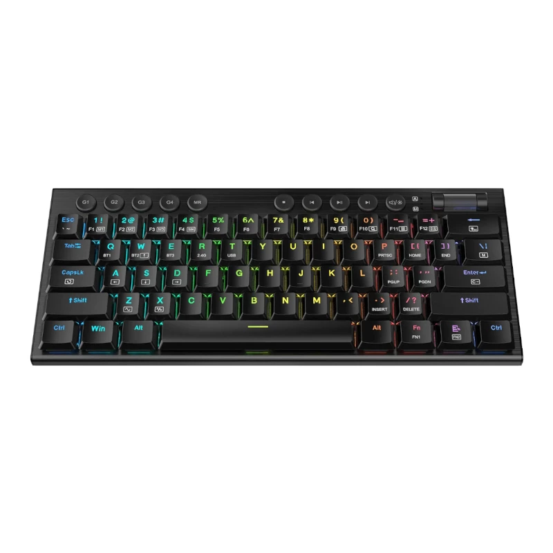 REDRAGON Horus Mini Pro 61-klahviga kolme režiimiga traadita RGB madala profiiliga mehaaniline mänguklaviatuur - must (punane lüliti)