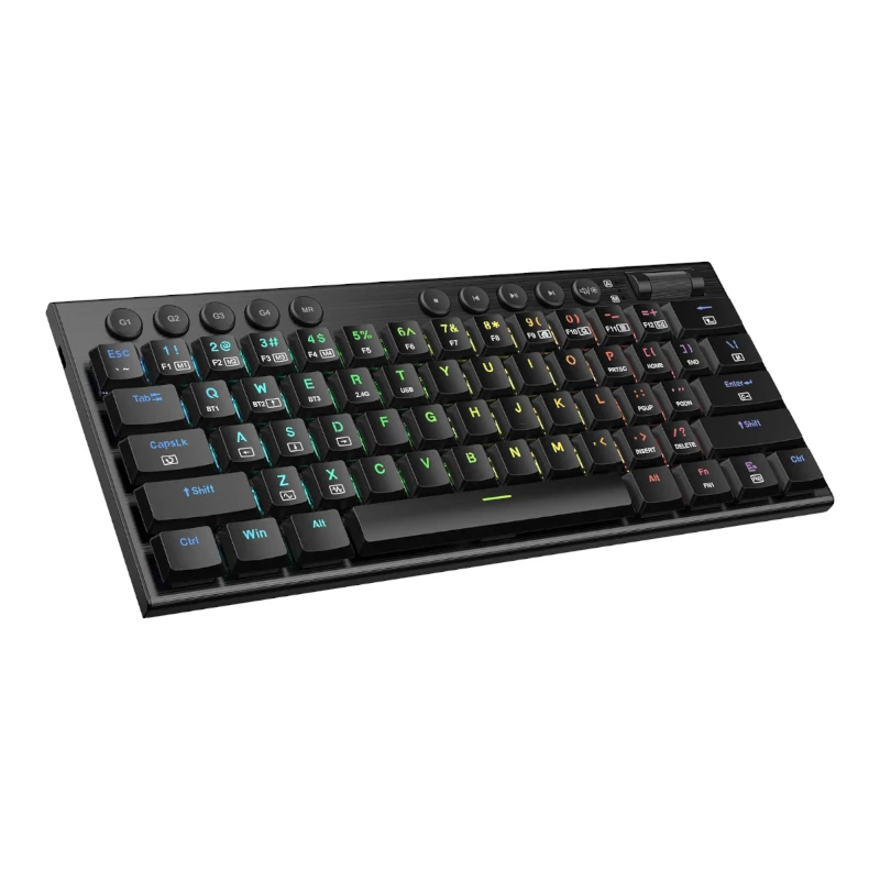REDRAGON Horus Mini Pro 61-klahviga kolme režiimiga traadita RGB madala profiiliga mehaaniline mänguklaviatuur - must (punane lüliti)
