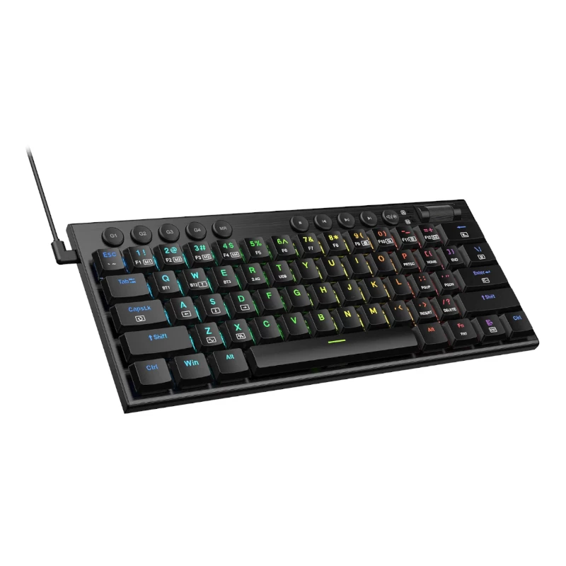 REDRAGON Horus Mini Pro 61-klahviga kolme režiimiga traadita RGB madala profiiliga mehaaniline mänguklaviatuur - must (punane lüliti)