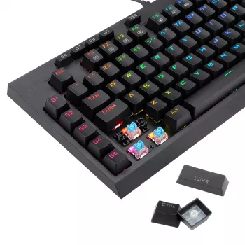 Redragon K588 RGB Pro BROADSWORD TKL mehaaniline juhtmega mänguklaviatuur - must