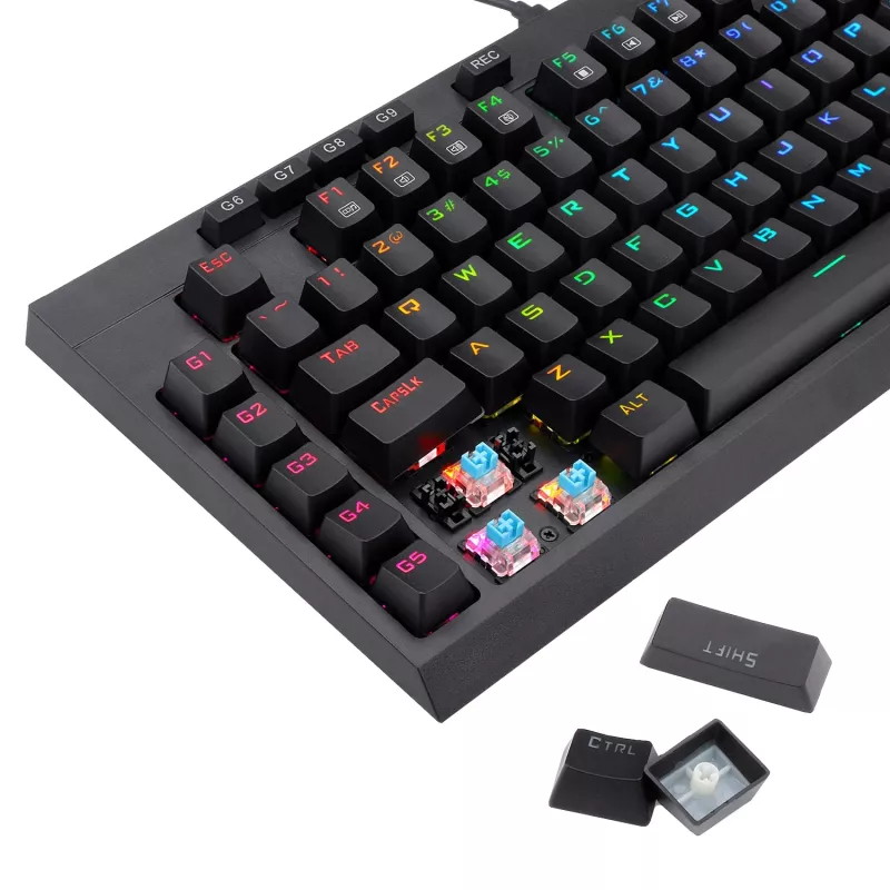 Redragon K588 RGB Pro BROADSWORD TKL mehaaniline juhtmega mänguklaviatuur - must