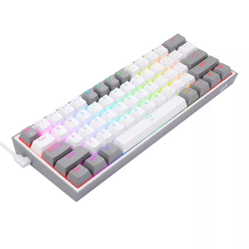 Redragon K617 FIZZ 60% juhtmega RGB mänguklaviatuur - valge/hall