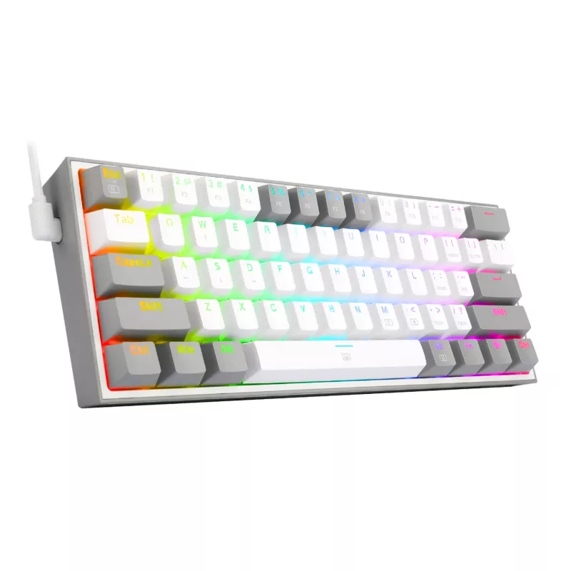 Redragon K617 FIZZ 60% juhtmega RGB mänguklaviatuur - valge/hall