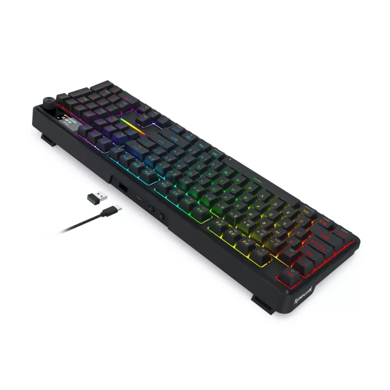 Redragon K762 TERRAFLARE PRO RGB juhtmevaba tihendkinnitusega mänguklaviatuur - 75% 82 klahvi, kolm režiimi, kuumvahetatav, Double-Shot PBT, must