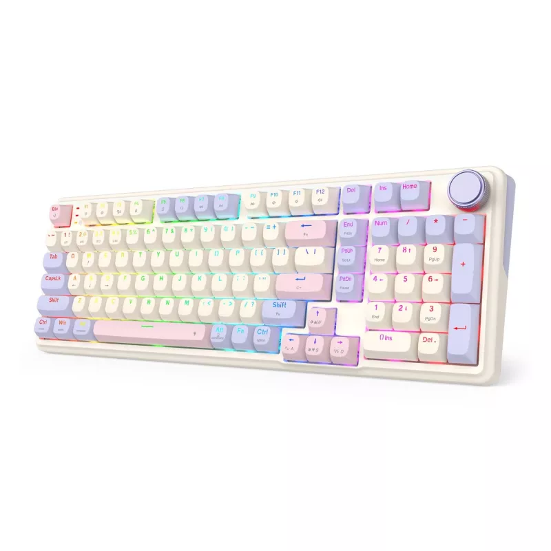 Redragon K768VI-WL kolme režiimiga RGB mehaaniline mänguklaviatuur – 100 klahvi hot-swap (must)