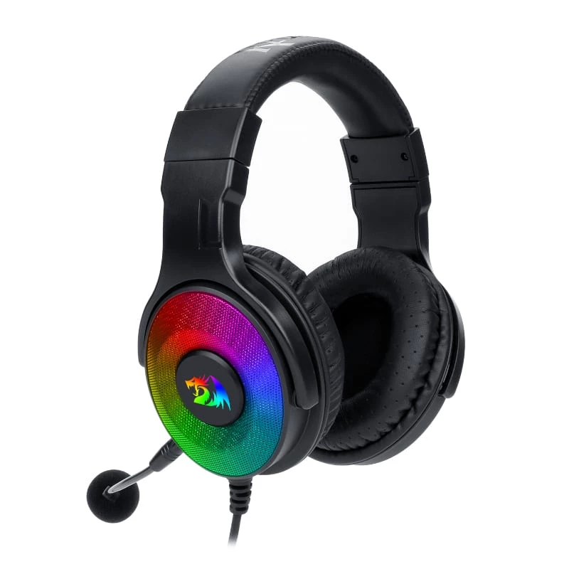 REDRAGON PANDORA H350 RGB Ümberkõrvaklapid mängimiseks eemaldatava mikrofoniga, 50mm draiverid, 3.5mm heli ja USB RGB toide, must