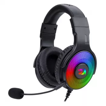 REDRAGON PANDORA H350 RGB Ümberkõrvaklapid mängimiseks eemaldatava mikrofoniga, 50mm draiverid, 3.5mm heli ja USB RGB toide, must
