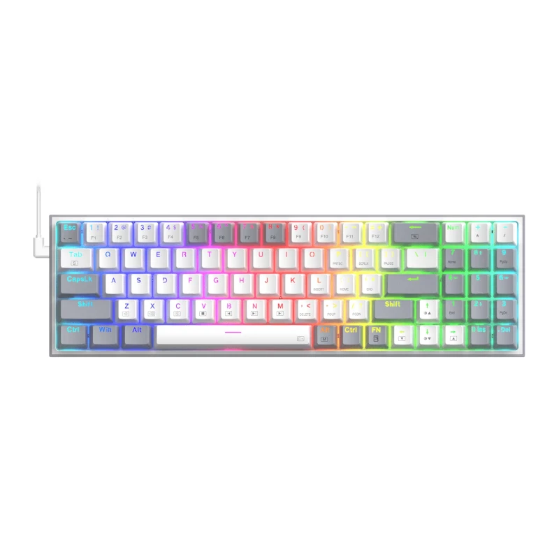 REDRAGON Pollux 65% juhtmega mehaaniline mänguklaviatuur, kuumvahetatavad punased lülitid, RGB-taustvalgustus, eemaldatav USB-C, NKRO, must