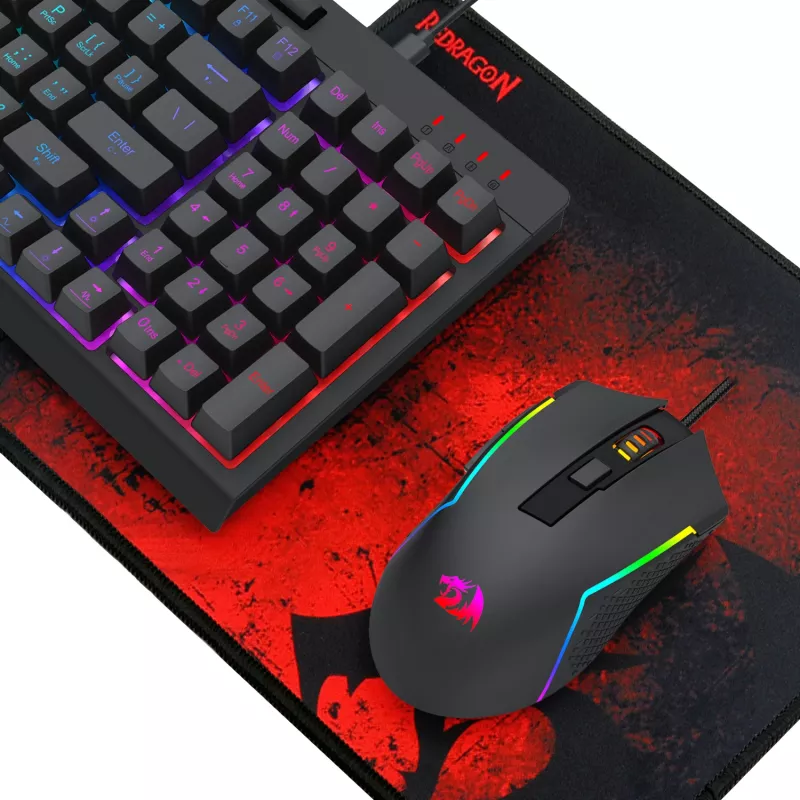 Redragon RD-S149 4-in-1 mängukomplekt: RGB-klaviatuur, optiline hiir, kõrvaklapid ja hiirematt