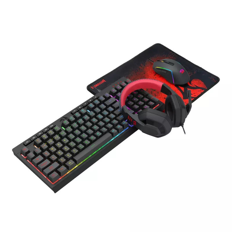 Redragon RD-S149 4-in-1 mängukomplekt: RGB-klaviatuur, optiline hiir, kõrvaklapid ja hiirematt
