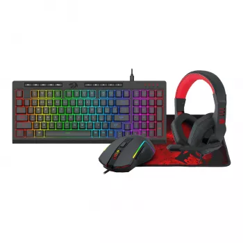 Redragon RD-S149 4-in-1 mängukomplekt: RGB-klaviatuur, optiline hiir, kõrvaklapid ja hiirematt