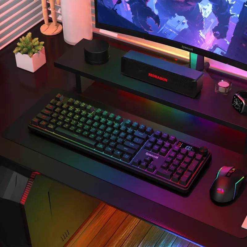 Redragon RM104 PRO VOLCANO RGB traadita membraaniga mänguklaviatuur - must