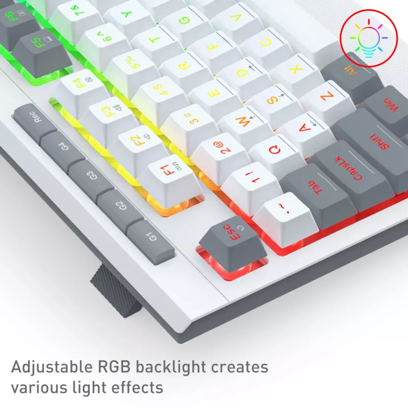 Redragon S151 juhtmega RGB mänguklaviatuuri ja hiire komplekt - valge ja hall