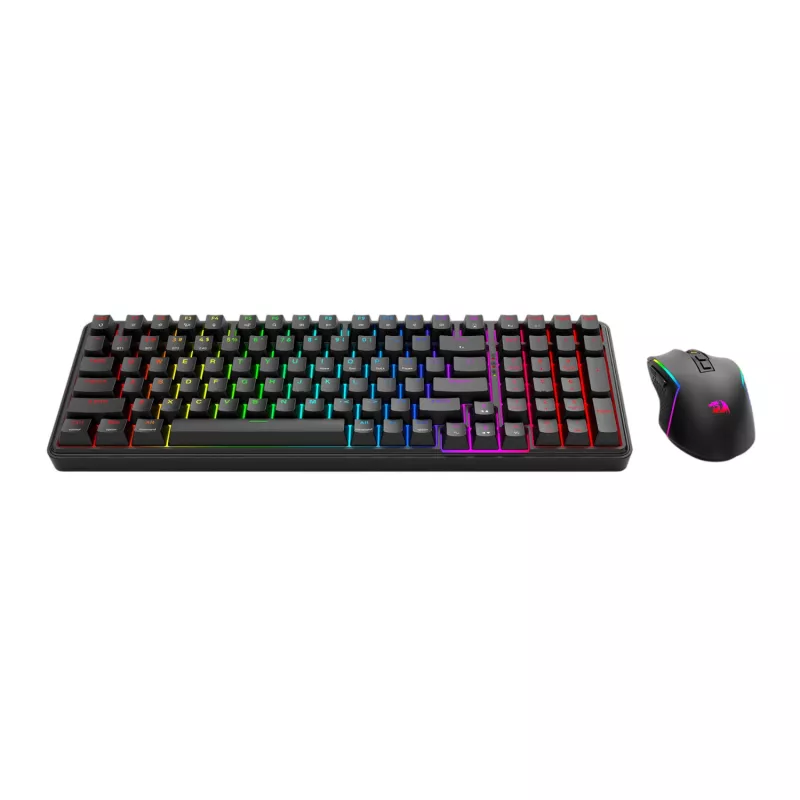 Redragon S162 RGB 3-režiimiline traadita mehaaniline mänguklaviatuur ja hiir komplekt - must