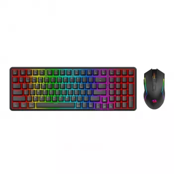 Redragon S162 RGB 3-režiimiline traadita mehaaniline mänguklaviatuur ja hiir komplekt - must