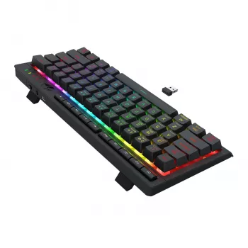 Redragon SHIVA K522 PRO RGB juhtmevaba mänguklaviatuur - kolme režiimiga TKL mehaaniline, kuumsahteldatavad punased lülitid, must