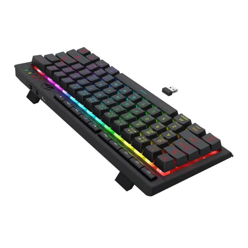 Redragon SHIVA K522 PRO RGB juhtmevaba mänguklaviatuur - kolme režiimiga TKL mehaaniline, kuumsahteldatavad punased lülitid, must