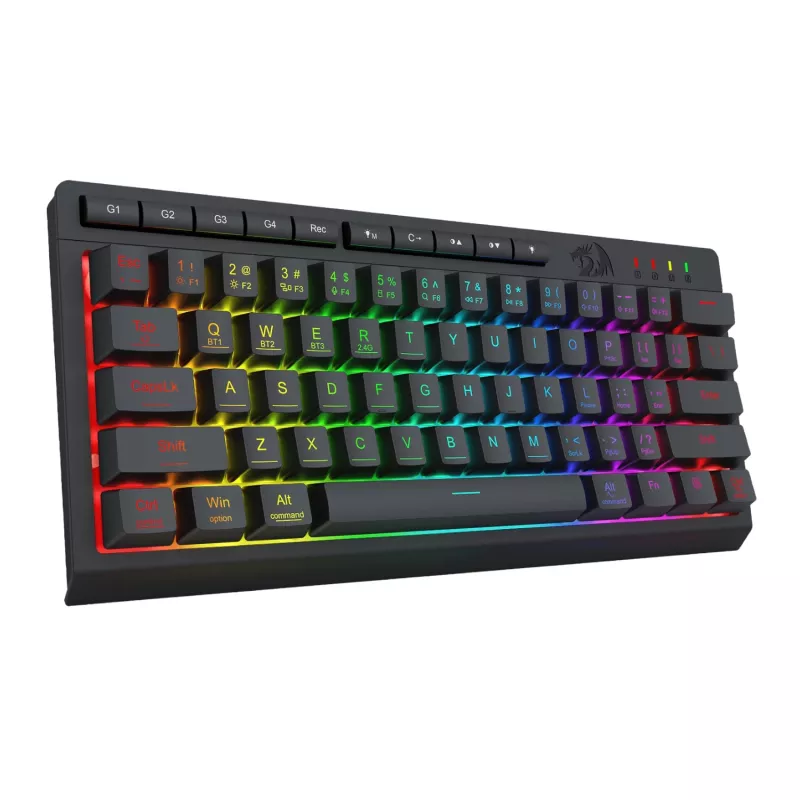 Redragon SHIVA K522 PRO RGB juhtmevaba mänguklaviatuur - kolme režiimiga TKL mehaaniline, kuumsahteldatavad punased lülitid, must