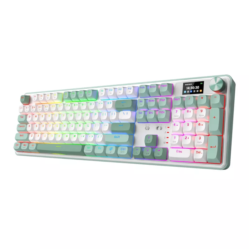Redragon WYVERN K761 Pro täissuuruses RGB juhtmevaba mehaaniline mänguklaviatuur - valge/roheline