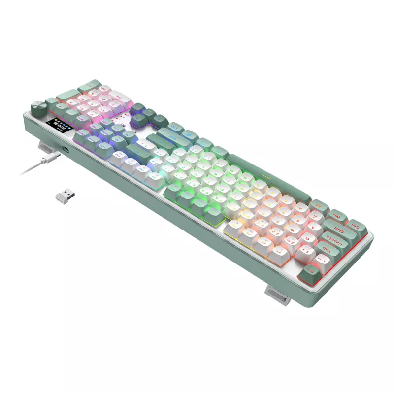Redragon WYVERN K761 Pro täissuuruses RGB juhtmevaba mehaaniline mänguklaviatuur - valge/roheline