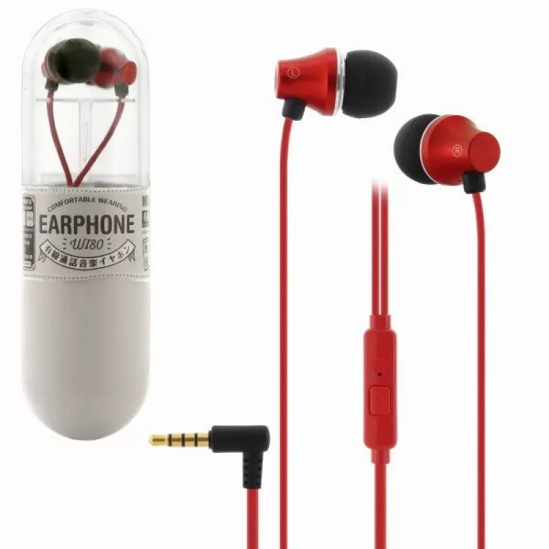 REMAX Universal WI80 Red Wired In-Ear Headphones with Microphone