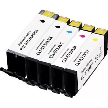 Renkforce ühilduv 5-osaline suure mahutavusega tindikassettide komplekt Canon PGI-570PGBK XL, CLI-571BK XL, CLI-571C XL, CLI-571M XL, CLI-571Y XL jaoks (must, fotomust, tsüaan, magenta, kollane) RF-6952434