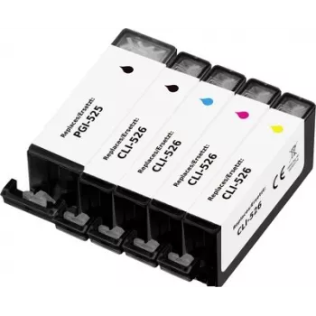 Renkforce ühilduv tindikassettide komplekt Canon PGI-525PGBK, CLI-526BK, CLI-526C, CLI-526M, CLI-526Y jaoks (pigmentmust, värvainemust, tsüaan, magenta, kollane, 5-pack) RF-7064560