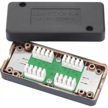 renkforce ühenduskarp CAT 6A võrgukaablitele, varjestatud harukarp, LSA+ klemmid, 10 Gbit/s, helehall