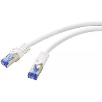 Renkforce RF-5771524 Cat6a S/FTP võrgupatch-kaabel, 2m, valge, 10GbE, 500MHz, RJ45, tõmbevaba, kullatud