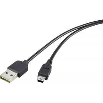 Renkforce USB 2.0 A - Mini-B pööratav kaabel 1,8 m must
