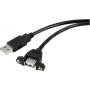 Renkforce USB 2.0 pikenduskaabel, USB-A isane - USB-A emane, 1 m, must, paneelipaigaldus, kruvitav RF-5720386