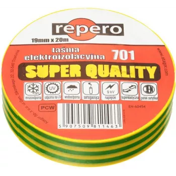REPERO 701 kollane-roheline PVC isolatsioonilint 19mm x 20m