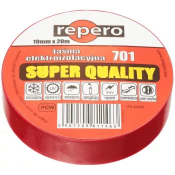 REPERO TTE701S2-0019-20 punane PVC elektriisolatsiooniteip 19 mm x 20 m