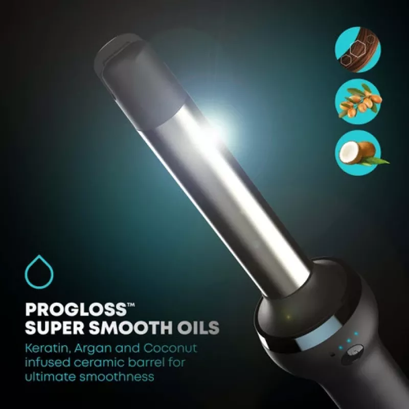 Revamp TO-2750-EU2 Progloss iGEN Cordless Ceramic Tong 25mm Must/Roosa Kuld