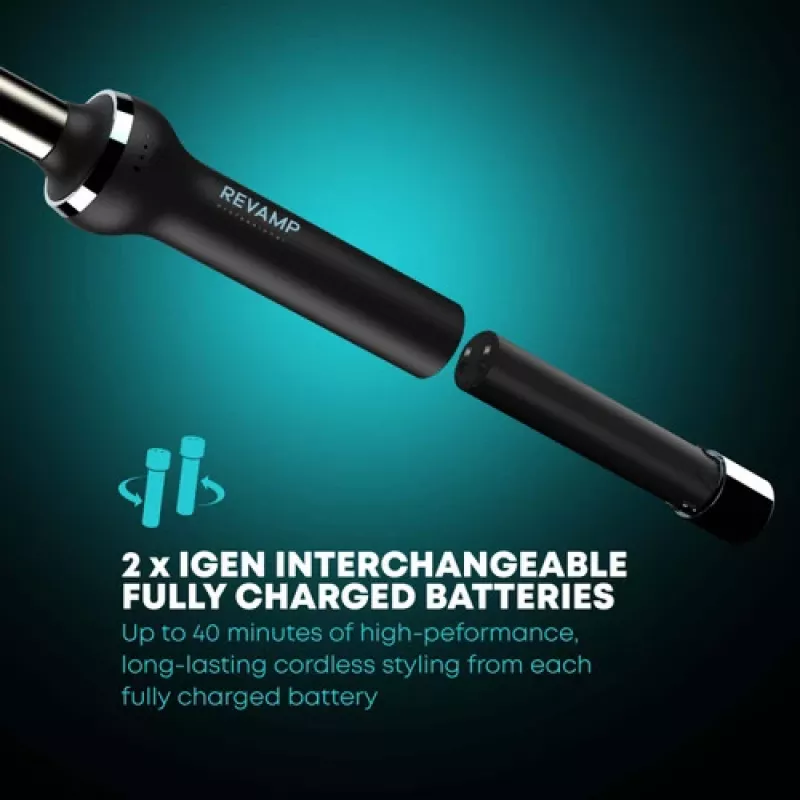 Revamp TO-2750-EU2 Progloss iGEN Cordless Ceramic Tong 25mm Must/Roosa Kuld