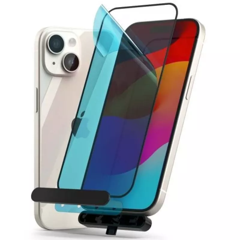 Ringke iPhone 15/16 ekraanikaitse privaatsus karastatud klaas 9H paigaldusšablooniga läbipaistev