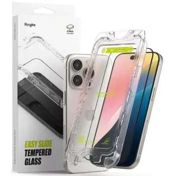 Ringke iPhone 16 Pro Max ekraanikaitse Premium Easy Slide karastatud klaas 9H paigaldusraamiga (2 pakki) läbipaistev