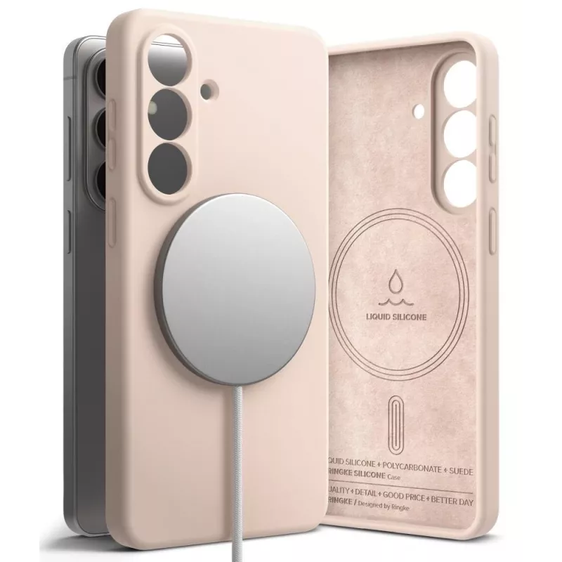 Ringke Silicone Magnetic MagSafe Case for Samsung Galaxy S26 - Pink Sand