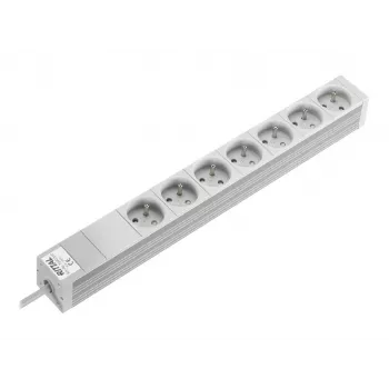 Rittal 7240510 1U 19-tolline rack PDU, 7x CEE 7/5 pistikupesa, 230V 16A, 2m kaabel, hall